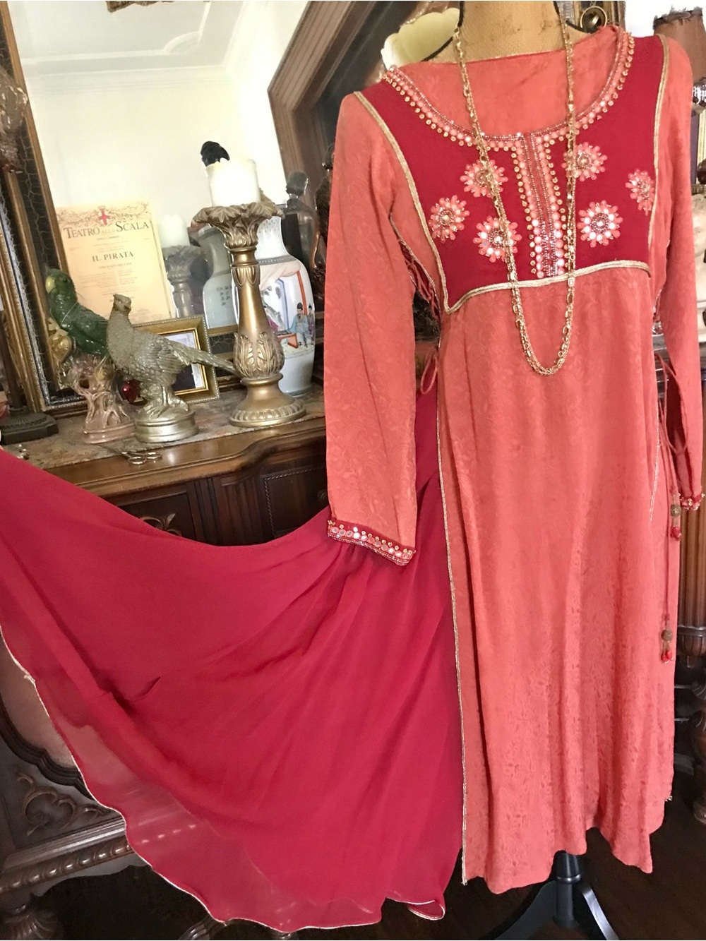 Vintage Romeo Juliet-inspo Renaissance-inspo Boho Gypsie Kurti Dress & Shawl Set